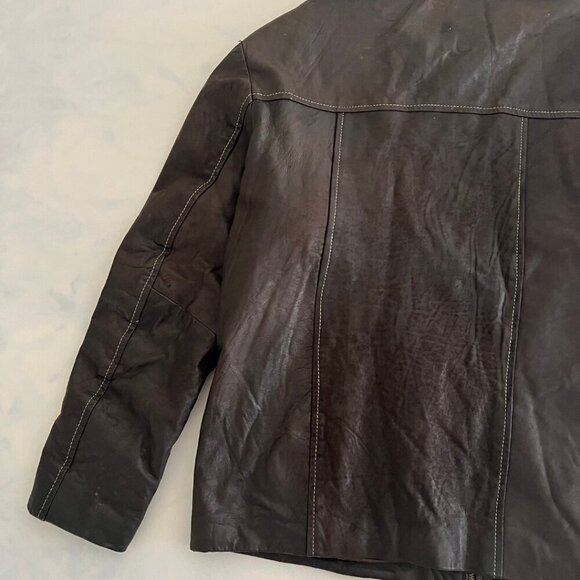 Mod & Mod Brown Leather Car Coat - Picture 5 of 8